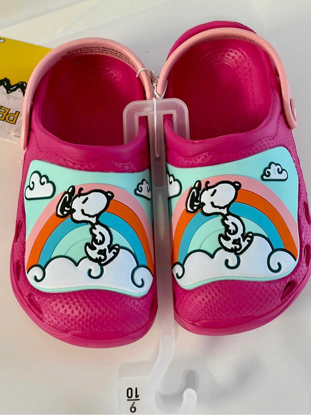 Peanuts Bright Pink Snoopy Rainbow Clog Sandals